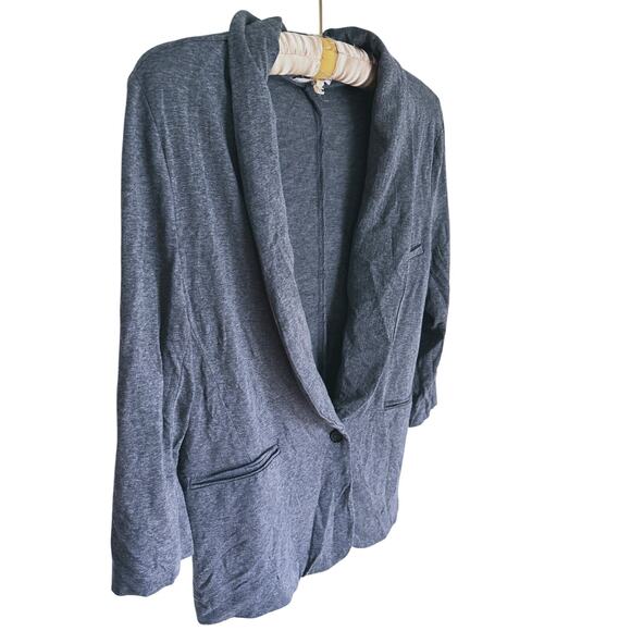 Soft Joie Gray Jersey Knit Blazer Jacket Medium Lounge Quiet Luxury Career Cozy - Picture 5 of 9